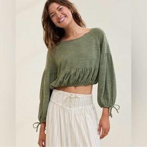 Aerie Endless Summer Cotton Blend Cropped Sweatshirt